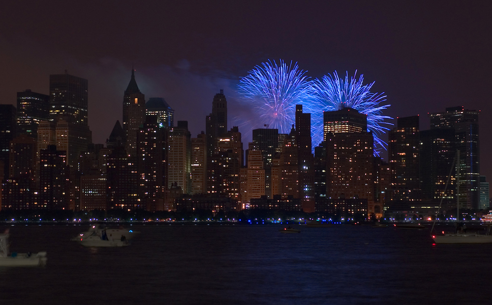 Fireworks over Manhattan. Source: Getty