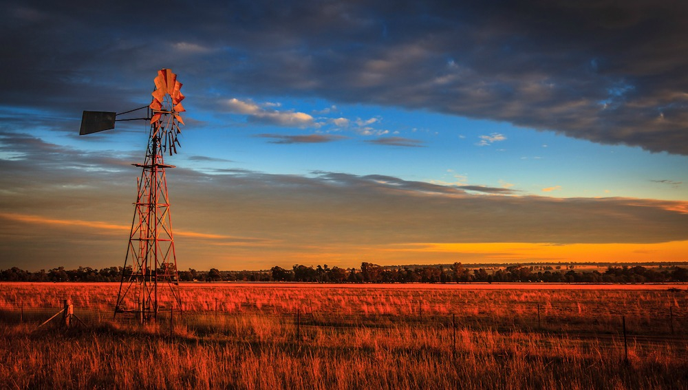 A windmill at sunset in Dubbo, New South Wales. Source: Getty