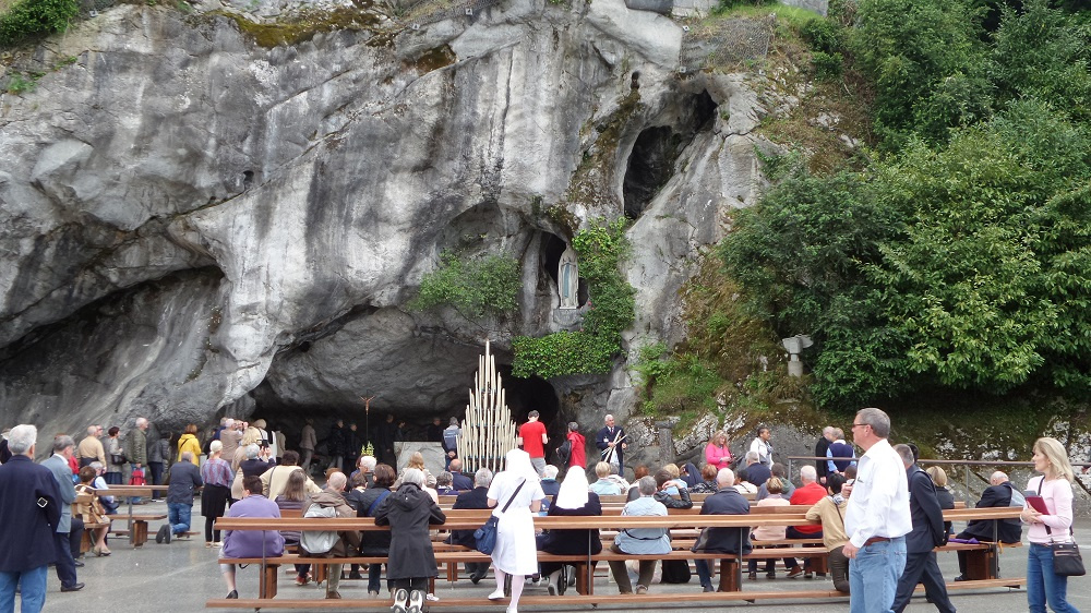 The Grotto at Lourdes… scene of the first sighting of the Virgin Mary. Source: Village to Villa