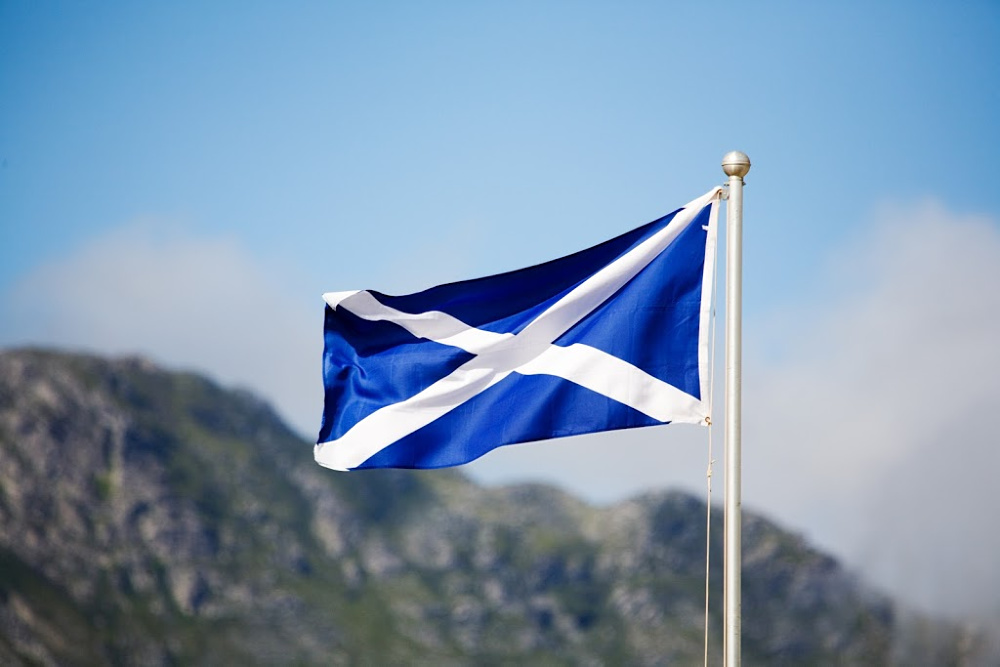 The Scottish flag bearing a saltire, a.k.a St Andrew's Cross. Source: Getty