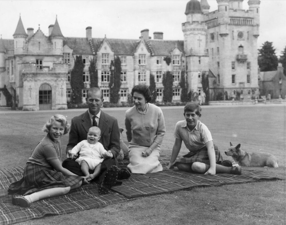 The Queen with Prince Philip and their children at Balmoral Castle. Source: Getty.