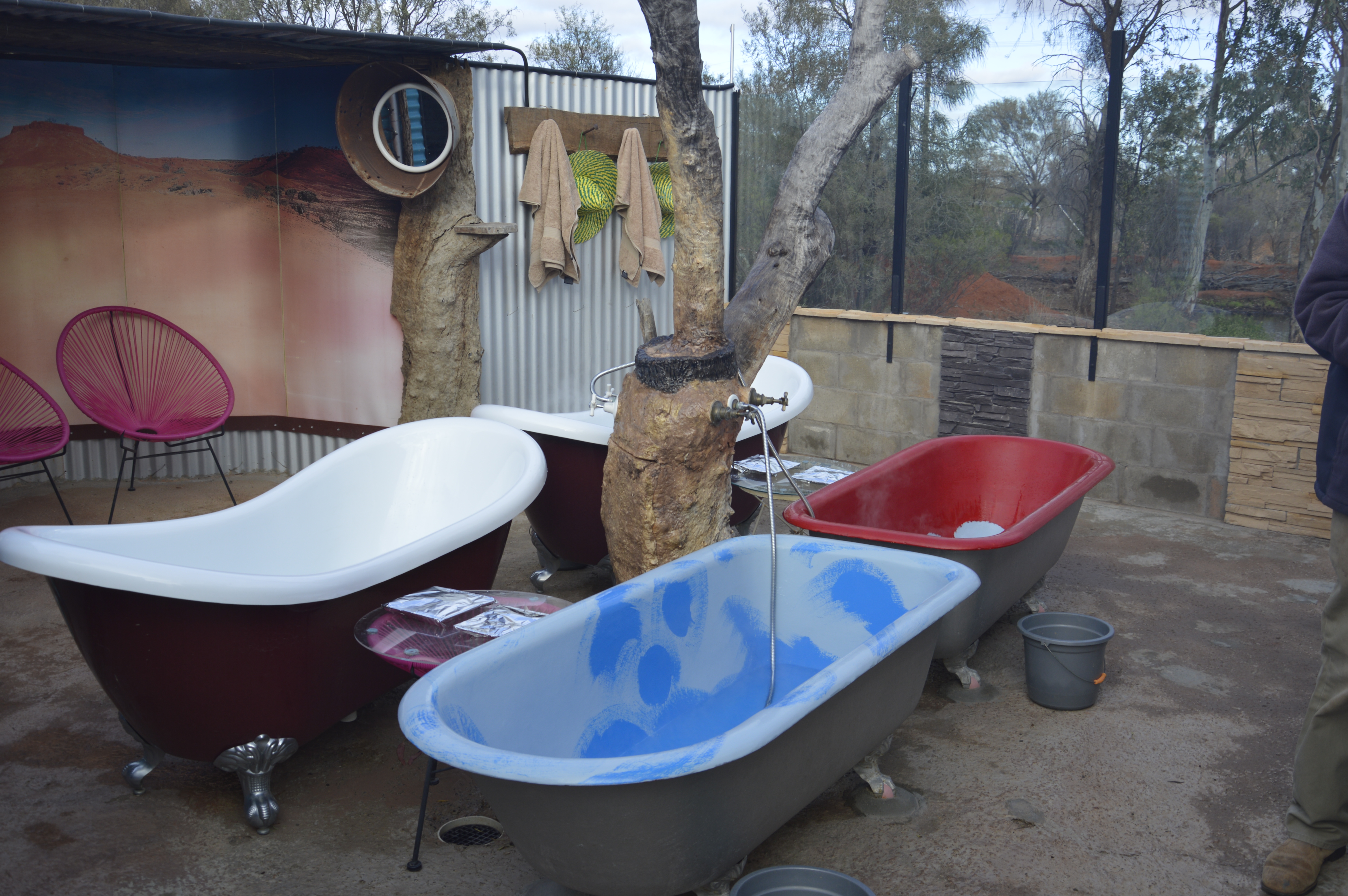 The single tubs all ready for a mud bath at Eulo's Artesian Mud Baths. Source: Great Australian Doorstep